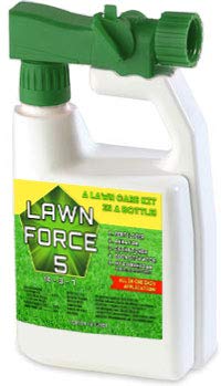 Nature’s Lawn & Garden - Lawn Force 5 - Liquid Fertilizer, Aerator, Dethatcher, with humic & fulvic Acid, Kelp/Seaweed, & Mycorrhizae - All Grass Types - Non-Toxic, Pet-Safe - 1Qt w/ Hose-end Sprayer
