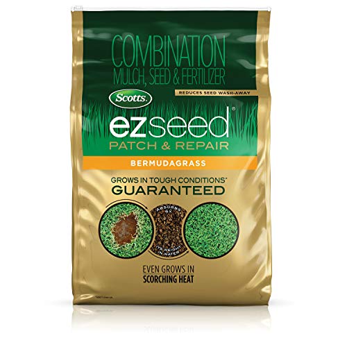 Scotts EZ Seed Patch and Repair Bermudagrass, 20 lb. - Combination Mulch, Seed, and Fertilizer - Tackifier Reduces Seed Wash-Away - Even Grows in Scorching Heat - Covers up to 445 sq. ft.