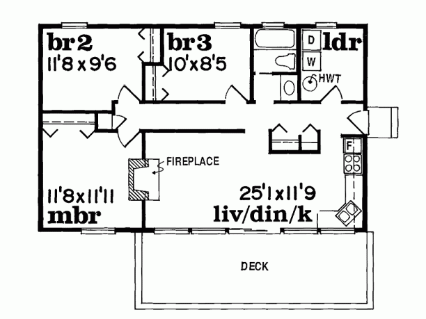 Contemporary Open-Plan Cottage floor plan