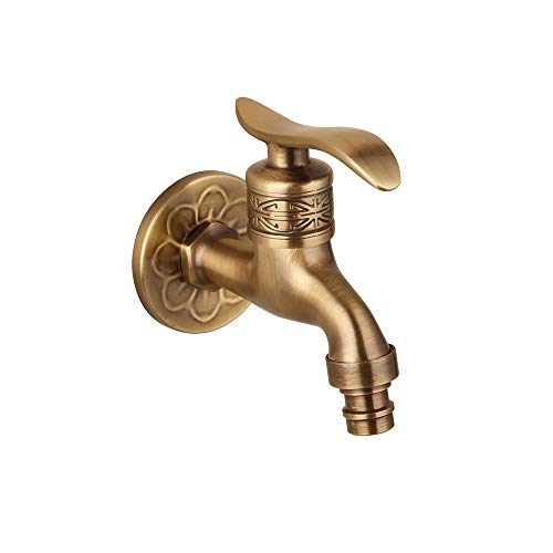 TOLIWEL Antique Brass Garden Outdoor Faucet Bathroom Wall Mount Water Decorative Hose Single Cold Tap G 1/2 inch Connection Spigot