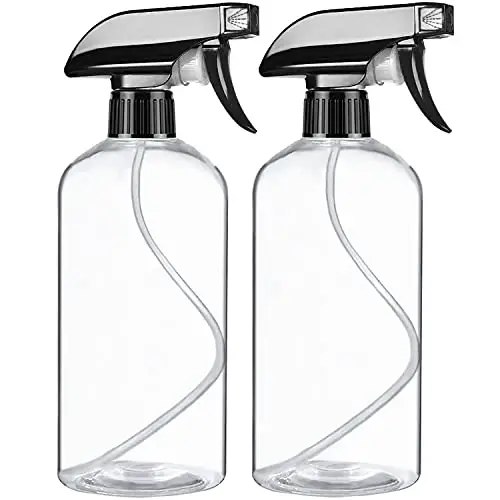 Empty Plastic Spray Bottles (2 Pack, 16.9 Oz) Clear Spray Bottle Refillable Containers Durable Adjustable Black Trigger Sprayer from Fine Mist to Stream for Hair Cleaning Solutions Gardening Plant