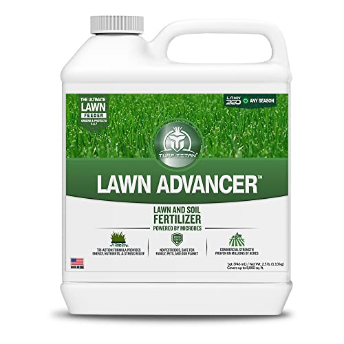 Turf Titan Lawn Advancer – Green Lawn Booster and Lawn Fertilizer (32 oz) – Fast Acting Grass Fertilizer w/Tri-action Formula – Fertilizer Concentrate for Grass Growth - Covers up to 8,000 Sq Ft