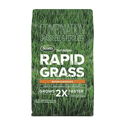 Scotts Turf Builder Rapid Grass Bermudagrass, Combination Seed and Fertilizer, Grows Green Grass Fast, 4 lbs.