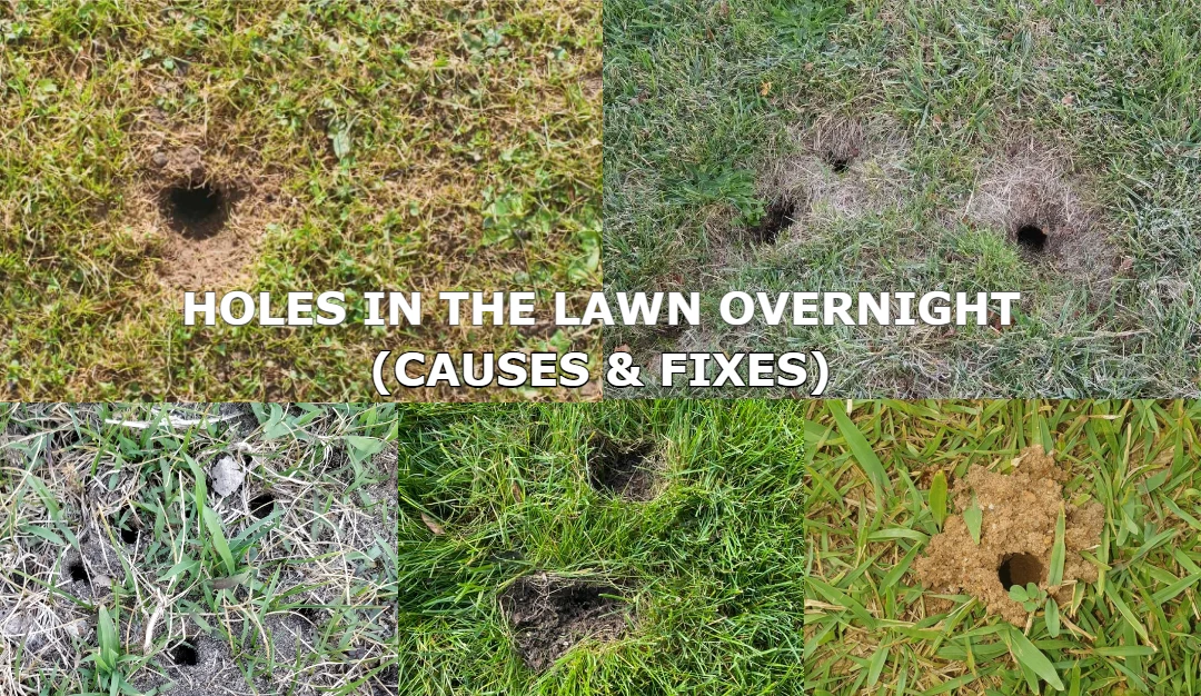 small holes in lawn overnight